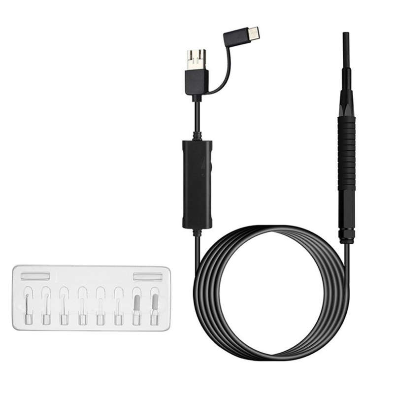 3 In 1 3.9mm Visual Earpick With LED Camera Endoscope - Black