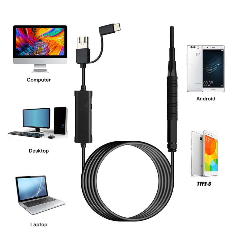 3 In 1 3.9mm Visual Earpick With LED Camera Endoscope - Black