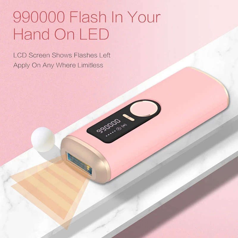 990000 Flash Permanent Painless LCD IPL Epilator Hair Remove - Pink
