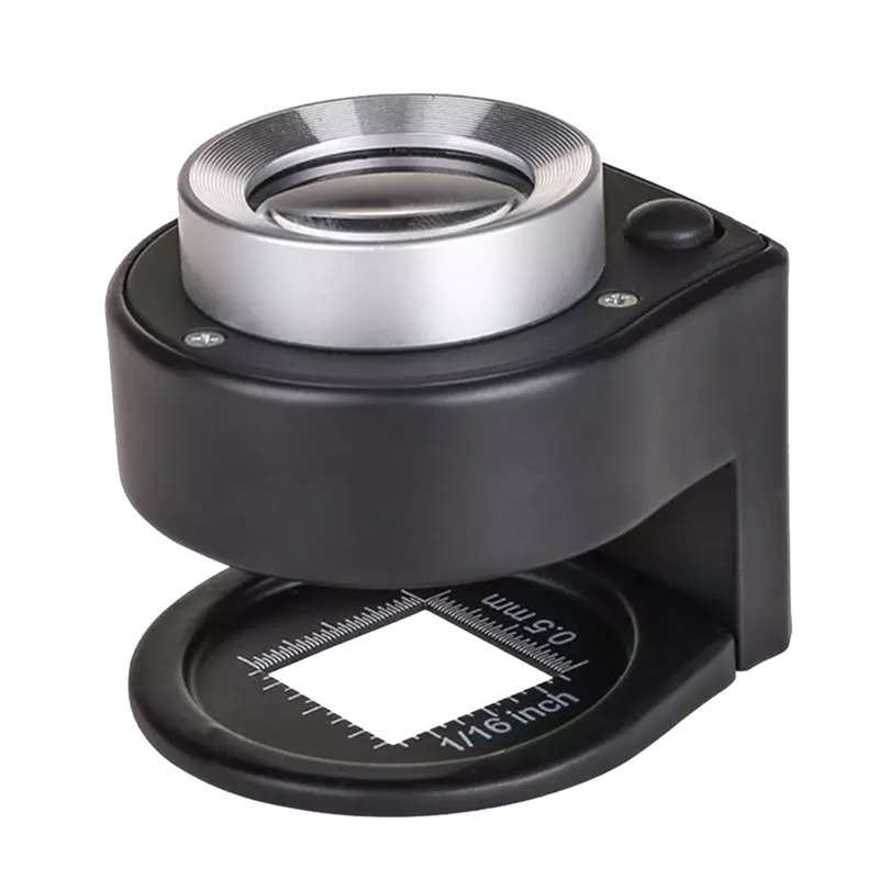 Portable 30X Optical Glass Lens Magnifier with Scale and 6 LED Lamp