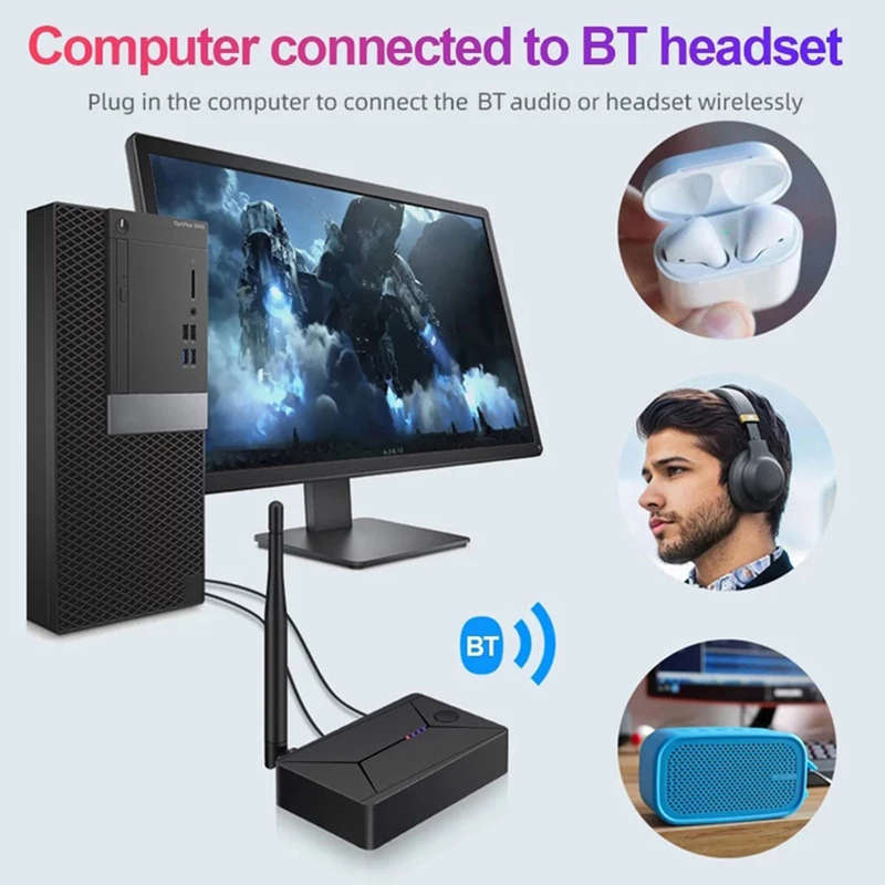 Bluetooth 5.0 Audio Transmitter Optical Fiber Coaxial Wireless Adapter