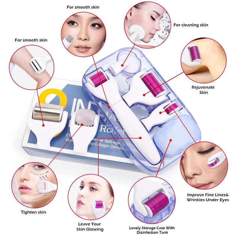 8 in 1 JADE + ICE Derma Roller Micro Needle Kits for Multiple Skin Care