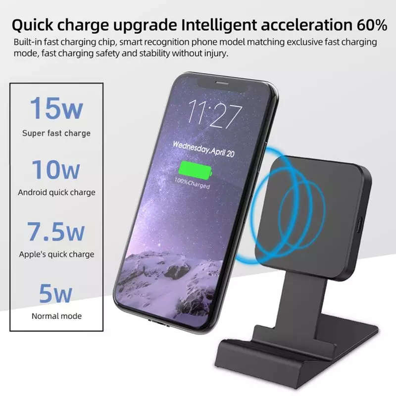 15W Folding Wireless Charger Phone Holder For IPhone 12 Pro & Airpods Pro