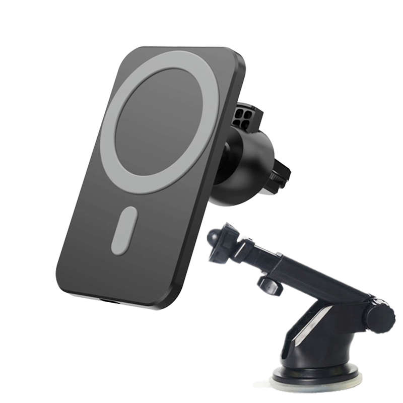 15W Magnetic Car Wireless Charger For iPhone 12 Series Magsafe - Black