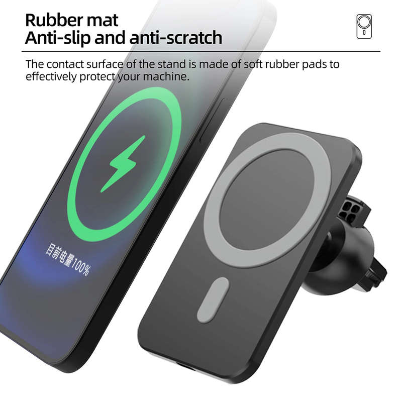 15W Magnetic Car Wireless Charger For iPhone 12 Series Magsafe - Black