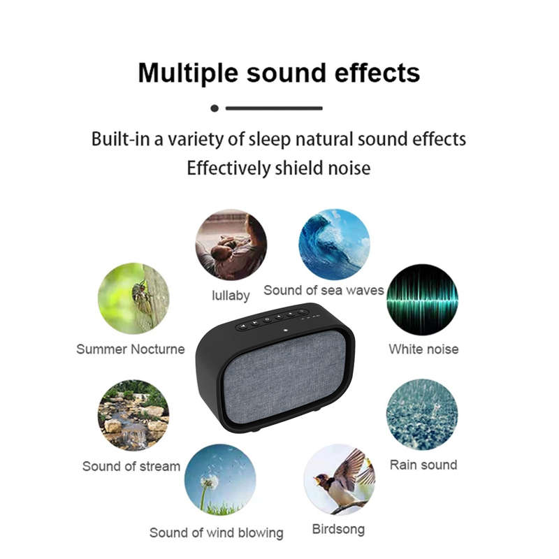 10 Soothing Natural Sound White Noise Machine with Touch Night Light Black