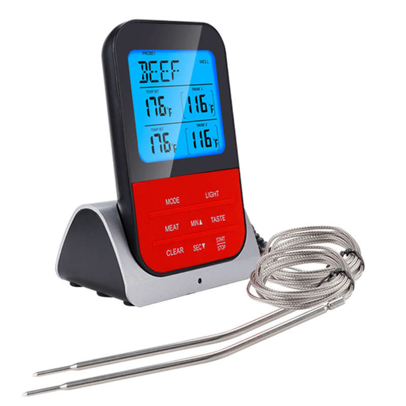 Digital Kitchen Cooking Thermometer with Large LCD & Dual Probe
