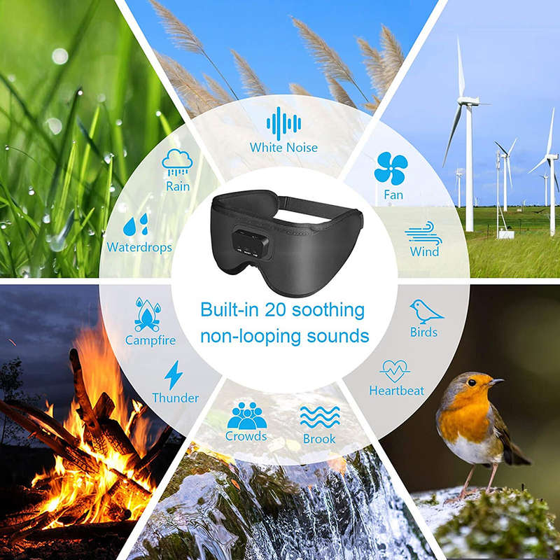 3D Music Eye Mask with 20 Soothing White Noise Sounds for Sleeping Travel