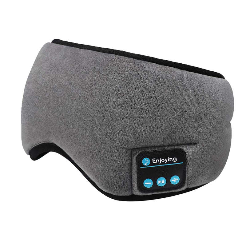 Soft Adjustable Cotton Sleep Music Eyemask with Bluetooth Headphone - Gray