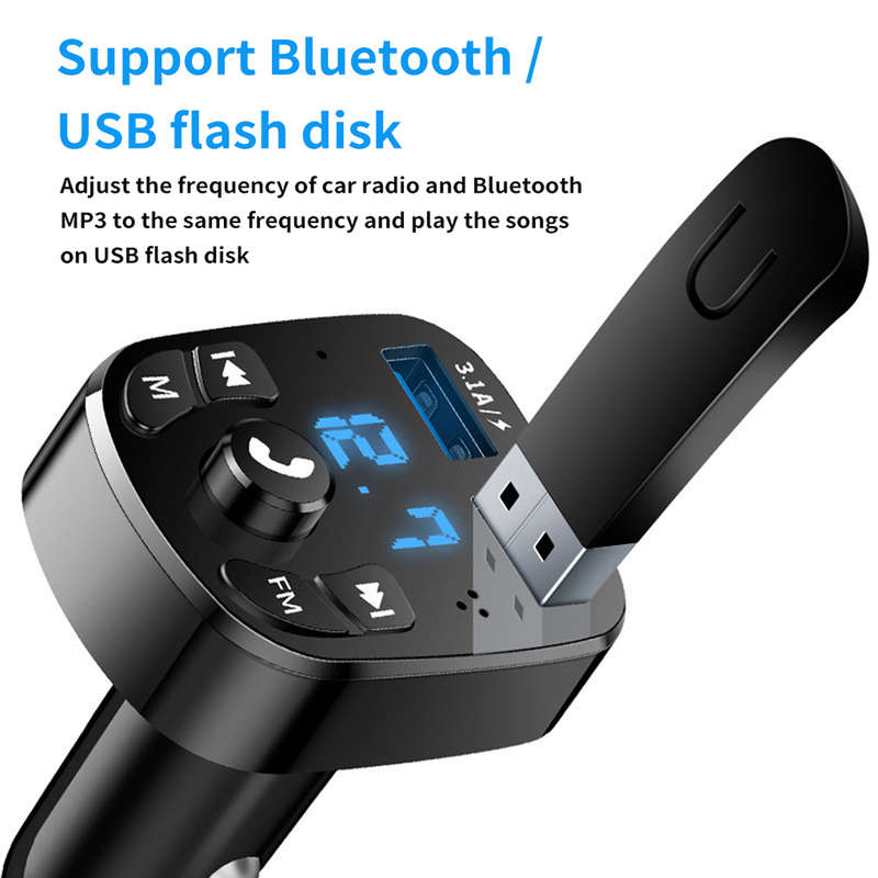 DC 12/24V Bluetooth Version 5.0 FM Transmitter Car Hands-free Player Kit