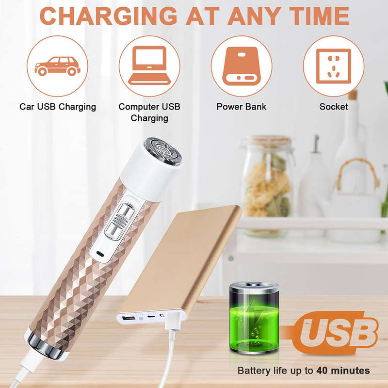 5 in 1 Hair Trimmer for Face Eyebrow Mustache Arm Leg Armpit Bikini -Gold
