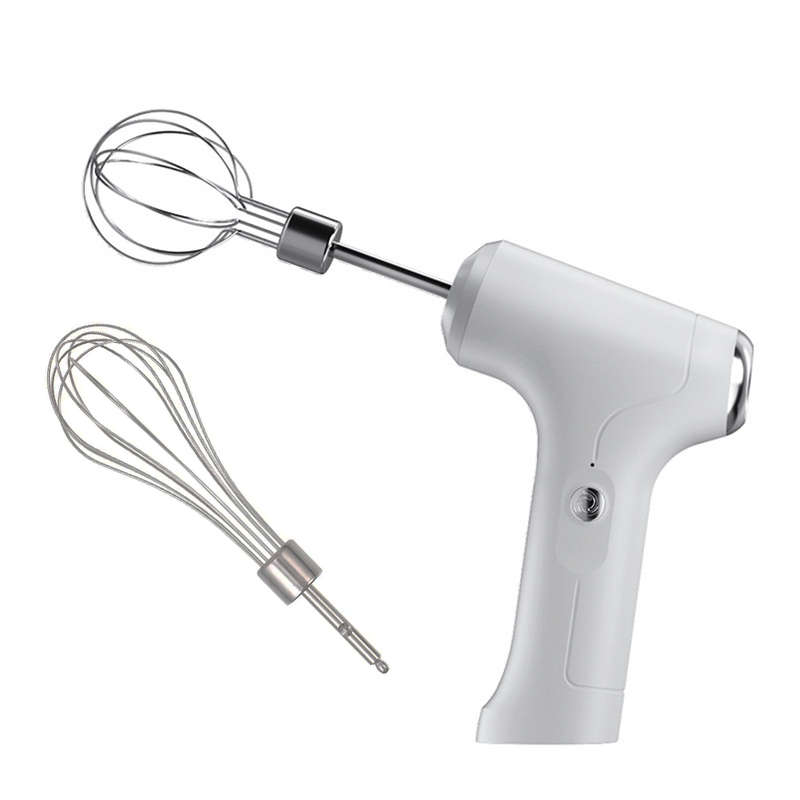 Portable 3 Speeds USB Electric Milk Frother Egg Blender with 2 Heads -White