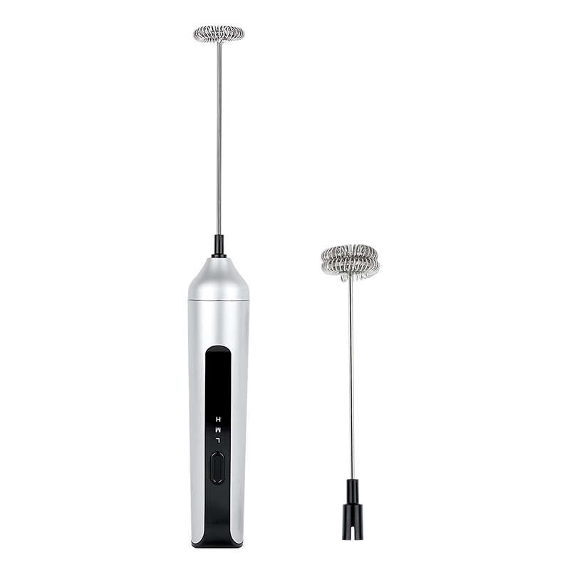 3-Speed Handheld USB Electric Milk Whisk Coffee Foam Maker with 2 Heads