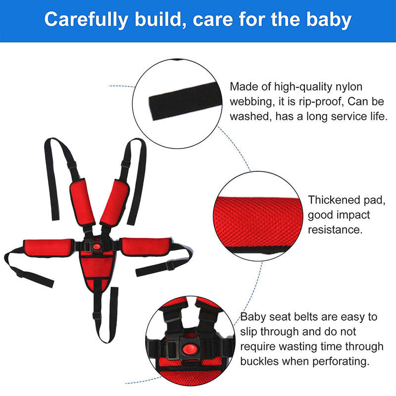 Universal Baby 5 Point Safety Harness Belt For High Chair Stroller - Red