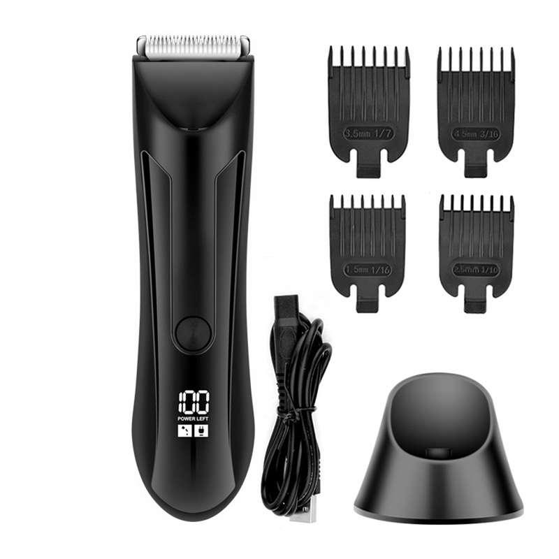 Professional Electric Body Hair Trimmer Shaver with 4 Guide Combs for Men