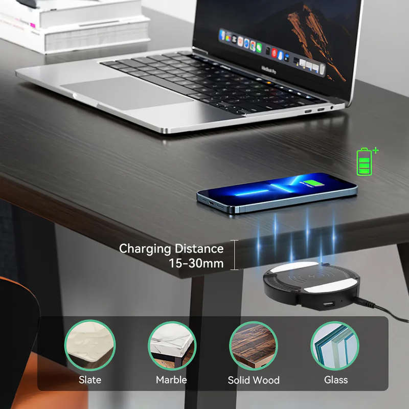 30mm Long Distance 10W Invisible Table Hidden Wireless Charging Stationion