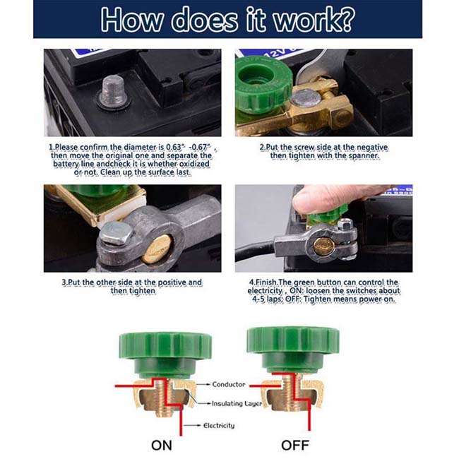 Car Motorcycle Battery Terminal Link Quick Cut-off Switch