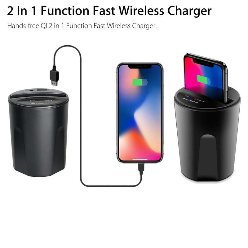 Hands-free Qi 2 in 1 Function Fast Wireless Car Charger