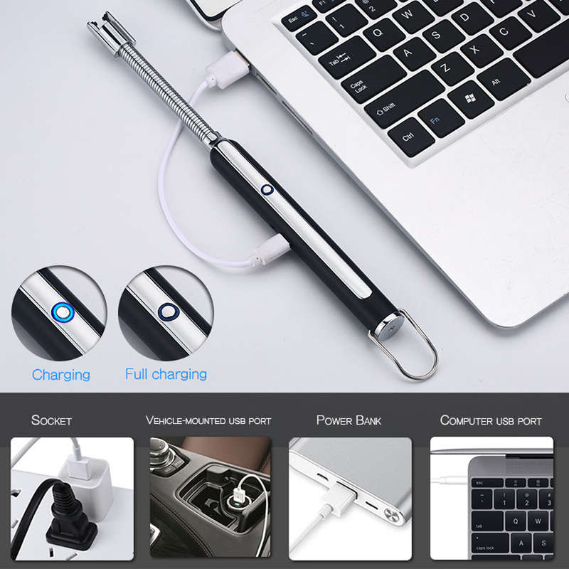 Outdoor BBQ Rechargeable Electric USB Pulsed Arc Lighter-Black