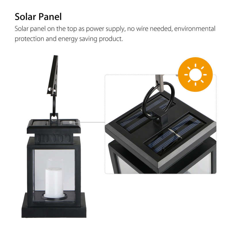 Garden Solar Powered LED Candle Table Lantern Hanging Light