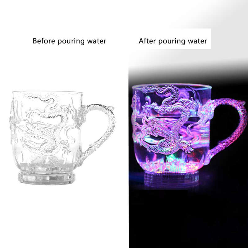 Dragon Carved Beer Mugs Color Changing Water Sensing LED Beer Cup