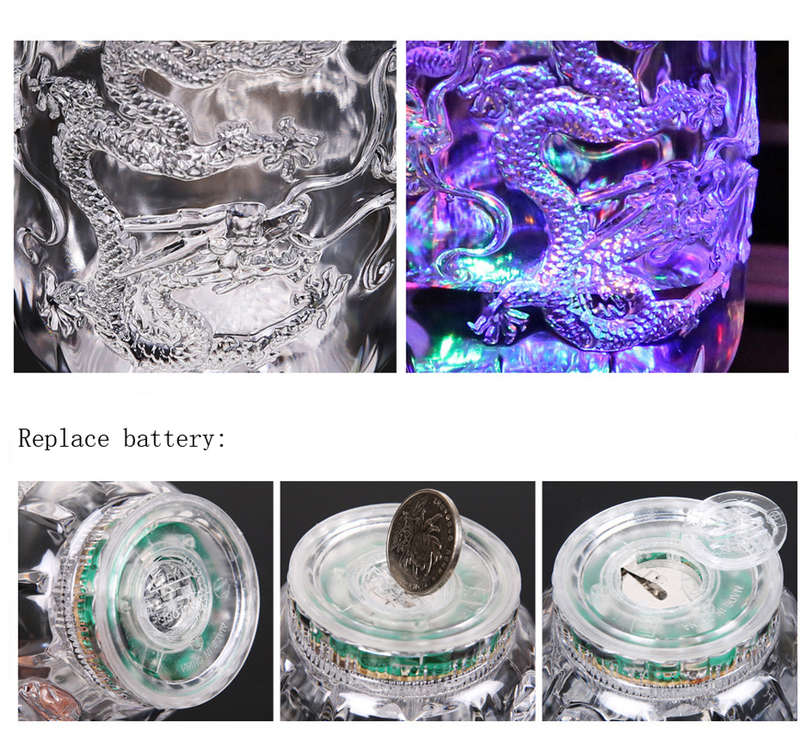 Dragon Carved Beer Mugs Color Changing Water Sensing LED Beer Cup