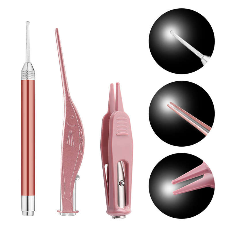 3 In 1 Stainless Steel LED Earpick Ear Spoon Ear Cleaner Set