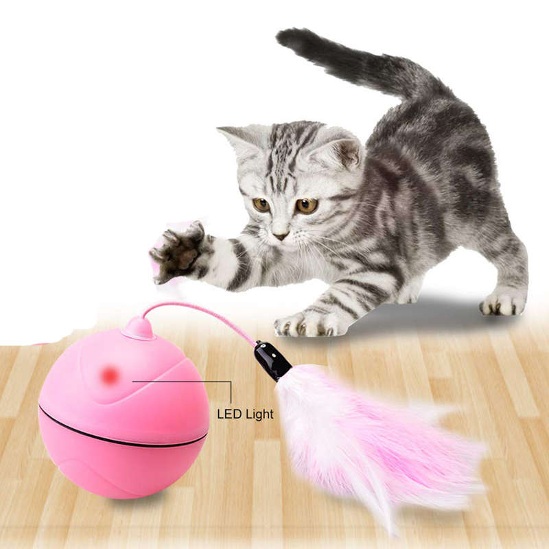 USB Rechargeable Led Light Rolling Ball Toys for Cats-Red