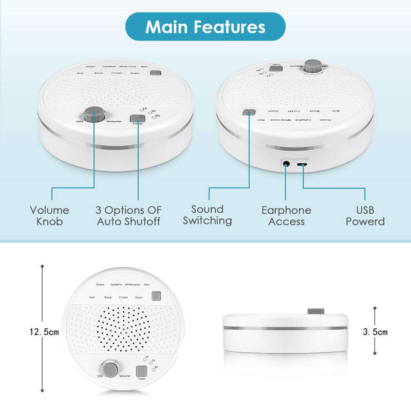 8 Soothing Sounds Therapy USB Voice Record Sleep White Noise Machine