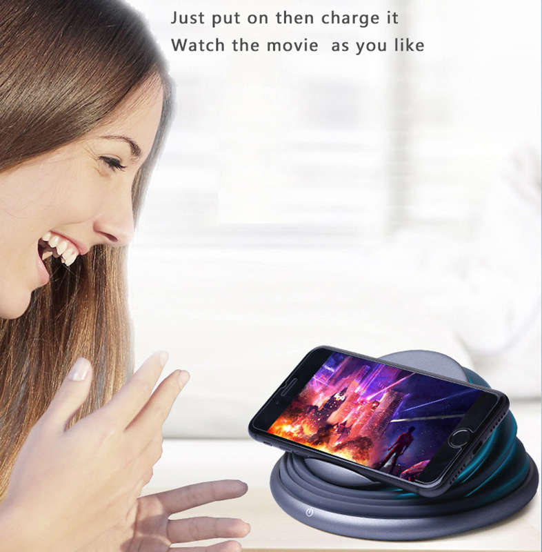 Adjustable 2 in 1 Qi Wireless Charger Pad with Colorful LED Light