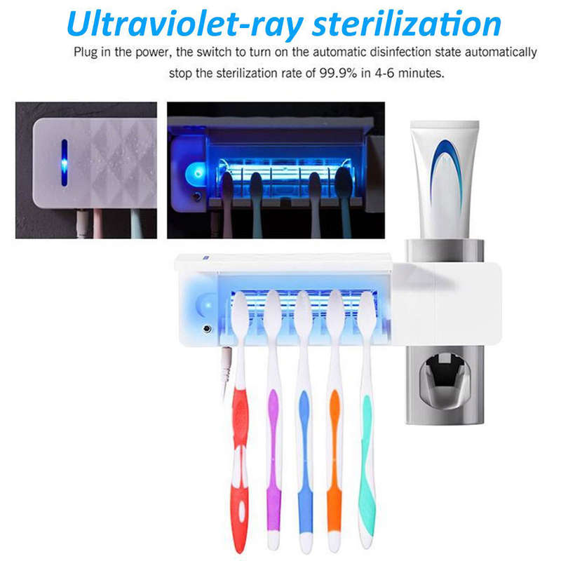 UV Light Ultraviolet Toothbrush Sterilizer Holder Toothpaste Squeezer