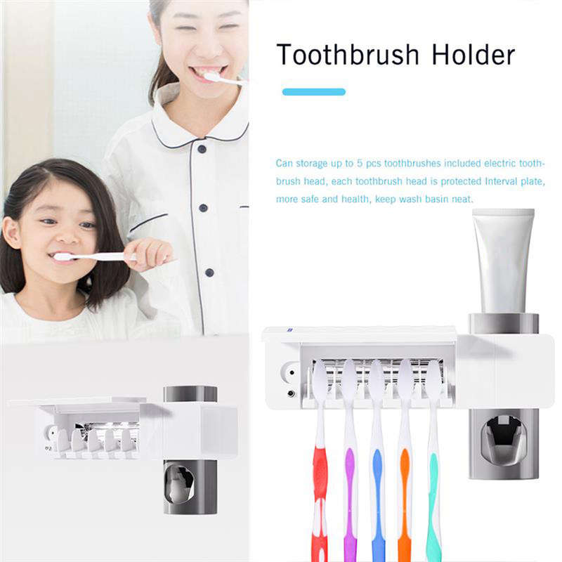 UV Light Ultraviolet Toothbrush Sterilizer Holder Toothpaste Squeezer