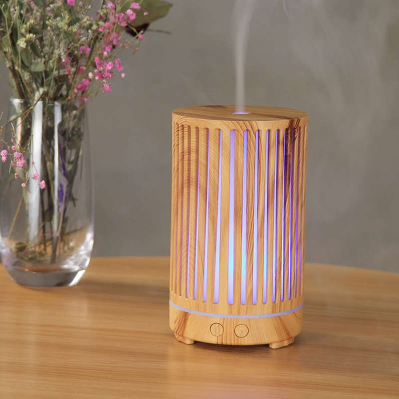 Wood Grain 7 LED Colour Changing LED Lights Ultrasonic Humidifier