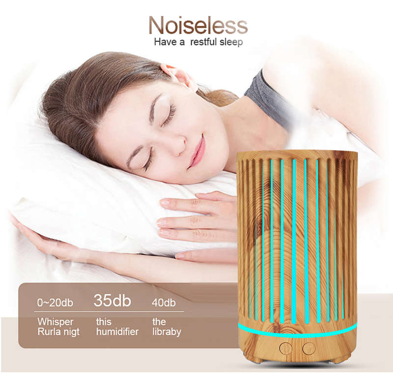 Wood Grain 7 LED Colour Changing LED Lights Ultrasonic Humidifier