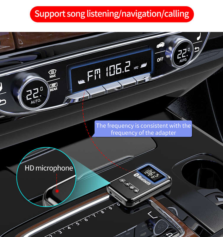 Bluetooth 5.0 Receiver Transmitter Wireless Music Adapter For PC Car-Black