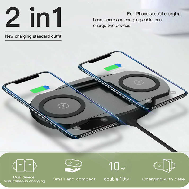 Retractable Dual 10W Fast Charging Pad Qi Wireless Charger