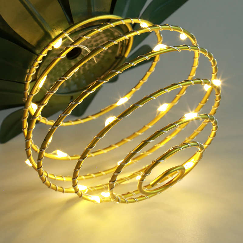 2 Piece Solar Garden Pineapple Shape Outdoor Iron Wire Art Hanging Light