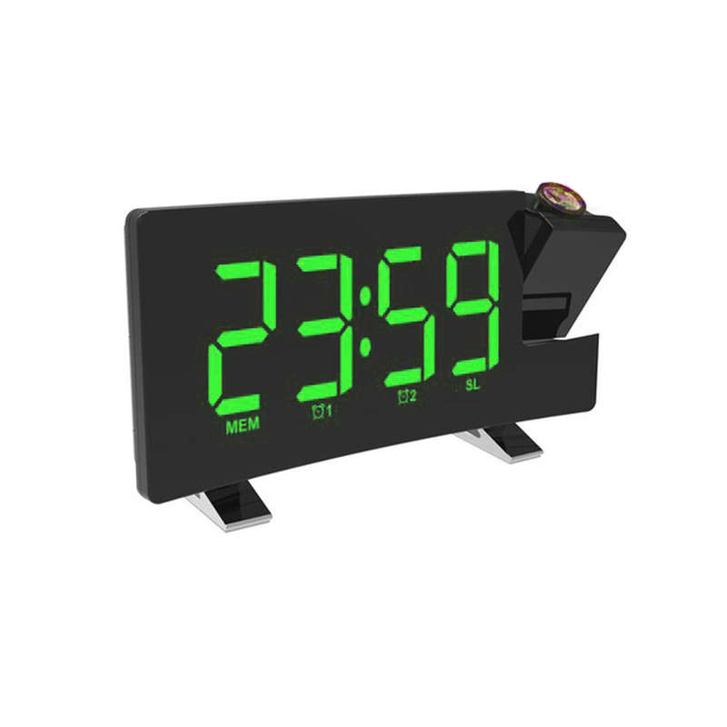 Digital Projector LED Display USB FM Radio Alarm Clock-Green Light