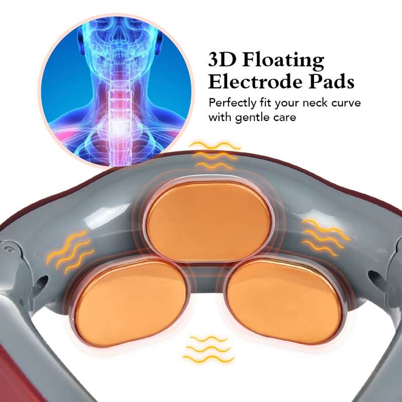 Wireless Heat 3D Pulse Neck Massage Electric Cervical Pain Relief Massager