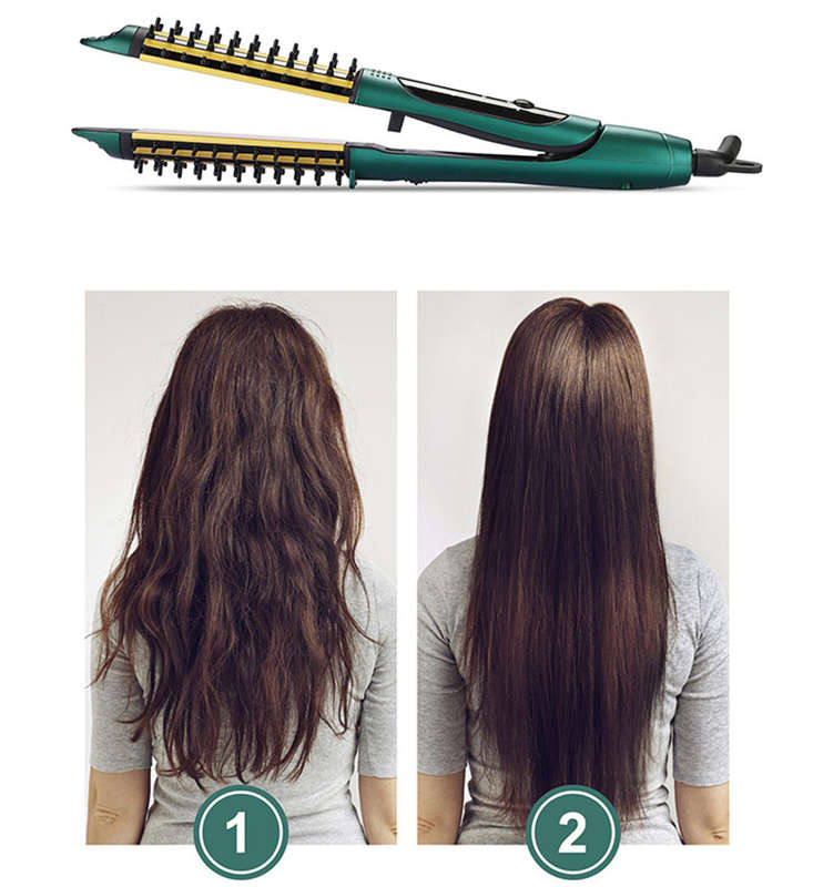 2 in 1 Hair curler Brush Electric straightening Iron