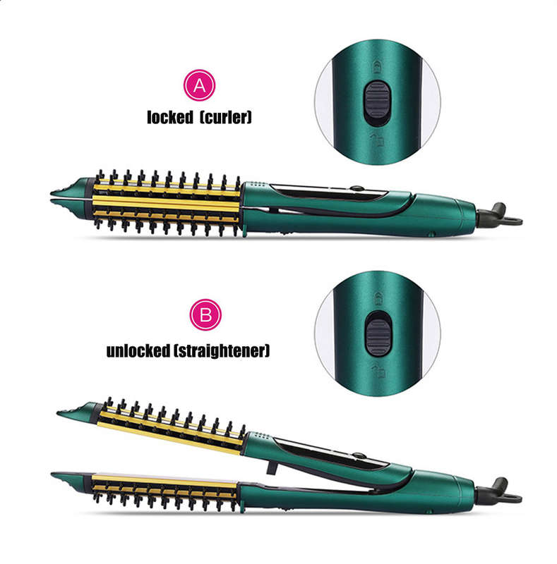 2 in 1 Hair curler Brush Electric straightening Iron