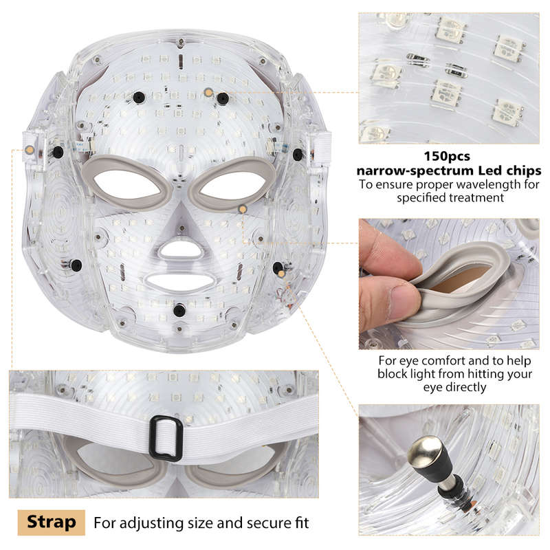 7 Color LED Electric Therapy Face Neck Mask For Healthy Skin Rejuvenation