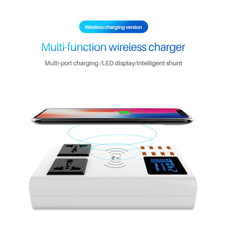 Smart 8 port USB Led Display Charger Fast Wireless Charging Station