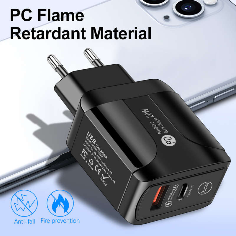 20W QC3.0 Fast Quick Charge PD Wall Charger EU Plug Power Adapter