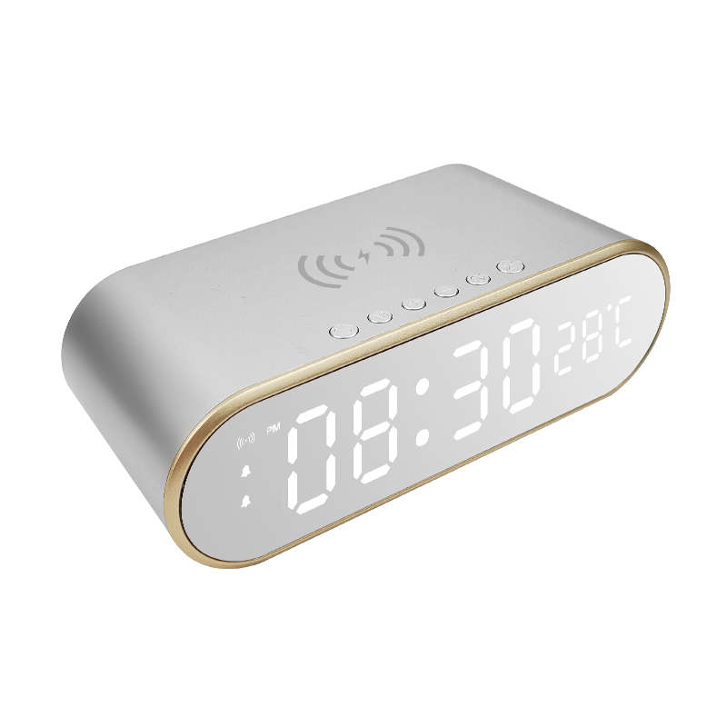 LED Digital Thermometer Alarm Clock with Fast Wireless Charger