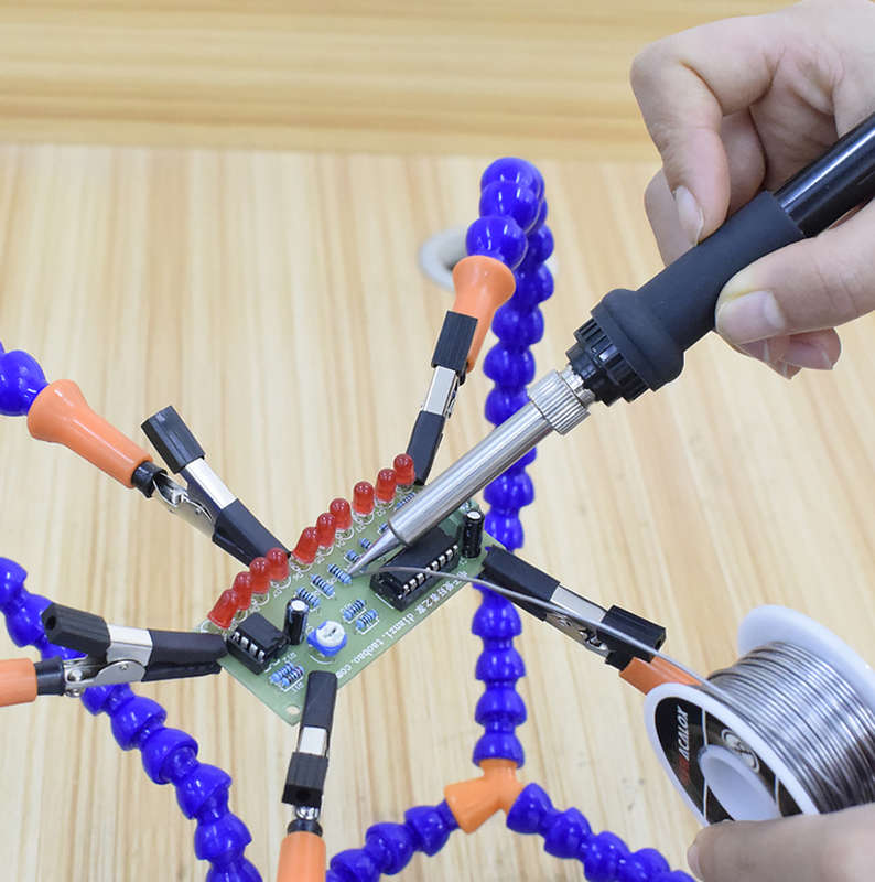 6 Flexible Helping Hand Arms Soldering Station with USB Fan