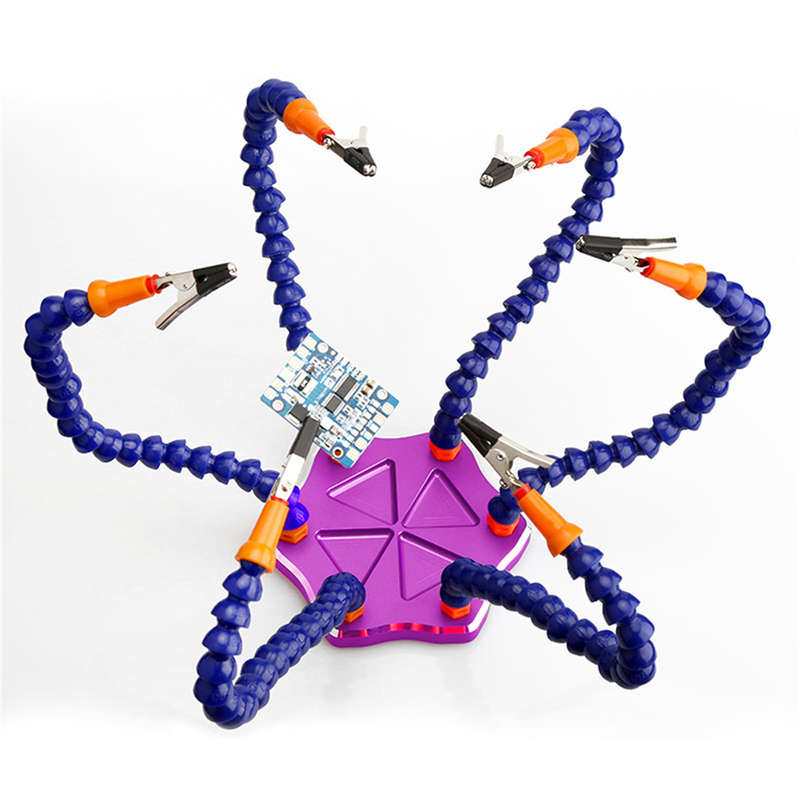 6 Flexible Helping Hand Arms Soldering Station with USB Fan