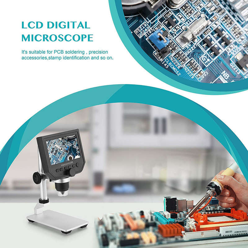 4.3" LCD Microscope Digital Soldering 1-600X Zoom Magnifier