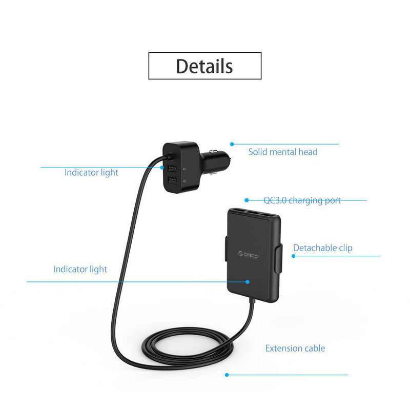Portable UCP-5P 52W USB Car Charger