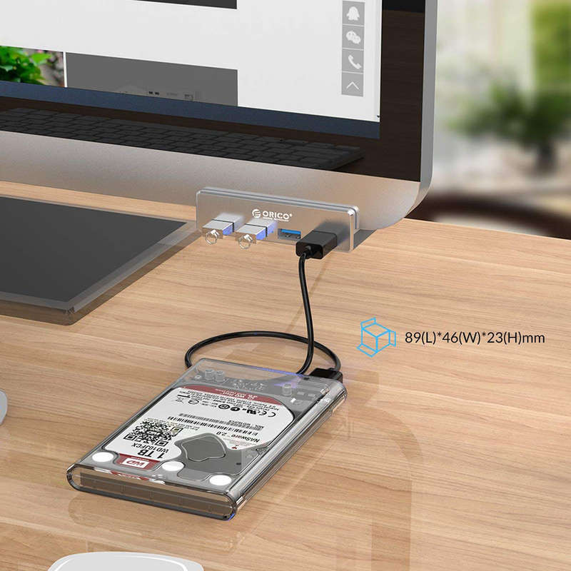 4 Port USB3.0 Clip-Type Aluminum Alloy Portable Super Speed Hub Station